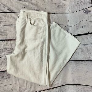 Hudson Soft Grey Wide Leg High Rise Crop Linen Blend Pants 32 NWT